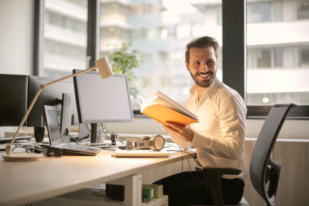 Man sitting in front of his computer.